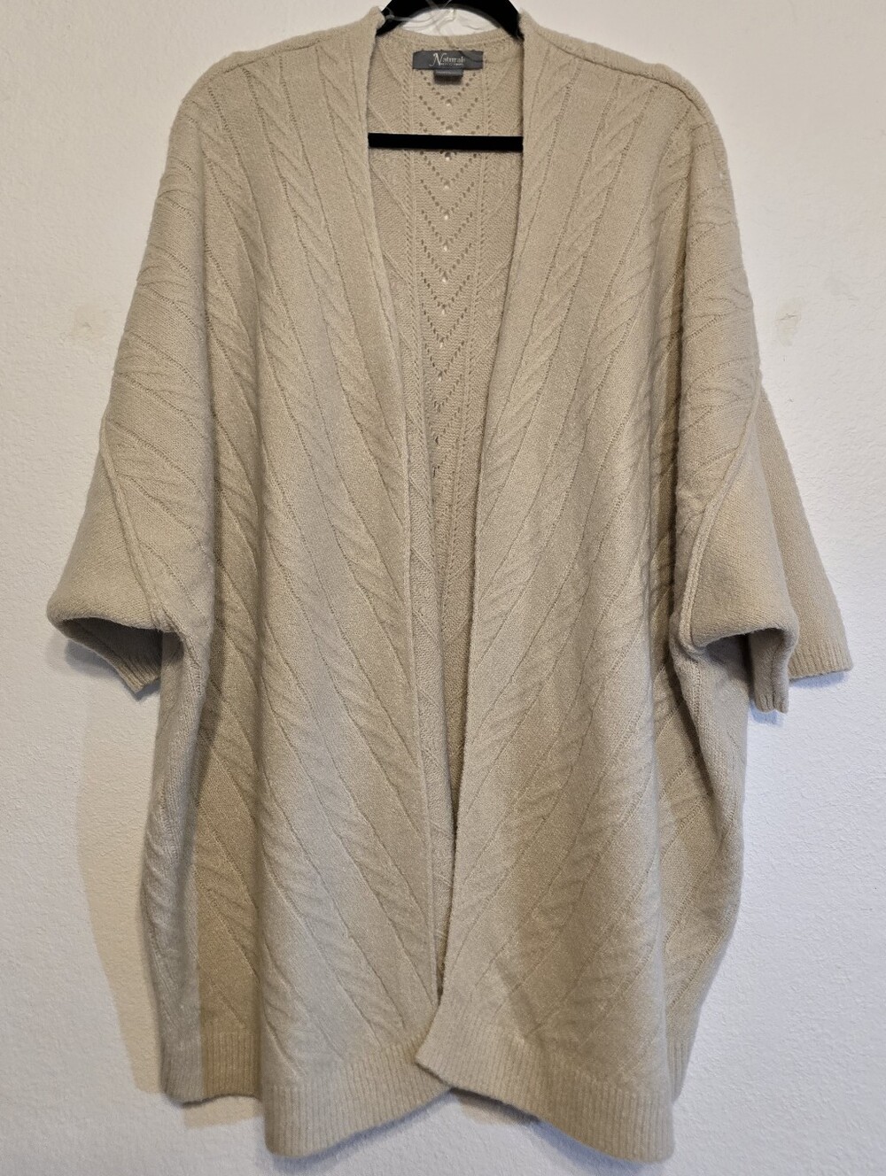 Natural Reflections Bass Pro Cable Knit Open Front Cardigan Sweater Tan Large - Picture 1 of 7